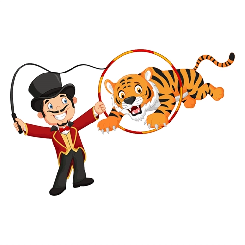 Carnival Circus Theme Tiger Hoop Jump Transparent Sticker